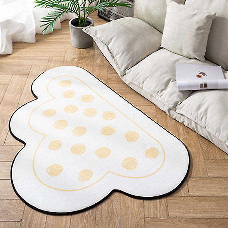 White Cloud Pattern Rug with Spots Polyester Novelty Rug Washable Anti-Slip Pet Friendly Area Rug for Bedroom Yellow Clearhalo 'Area Rug' 'Casual' 'Rugs' Rug' 1810684