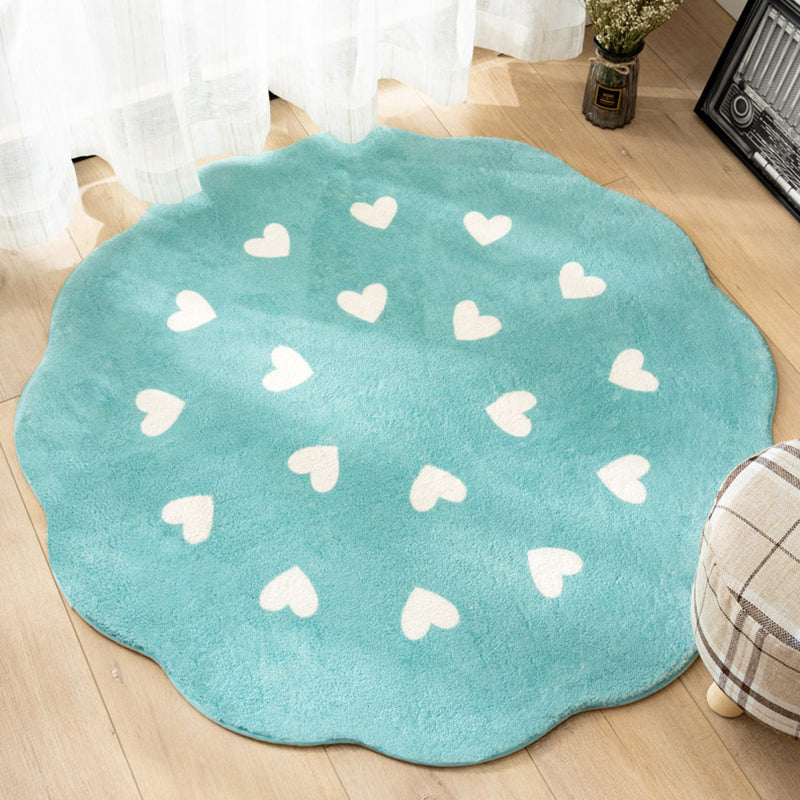 Nordic Heart Pattern Rug Polyester Rug Non-Slip Backing Washable Pet Friendly Carpet for Home Green Clearhalo 'Area Rug' 'Casual' 'Rugs' Rug' 1810692