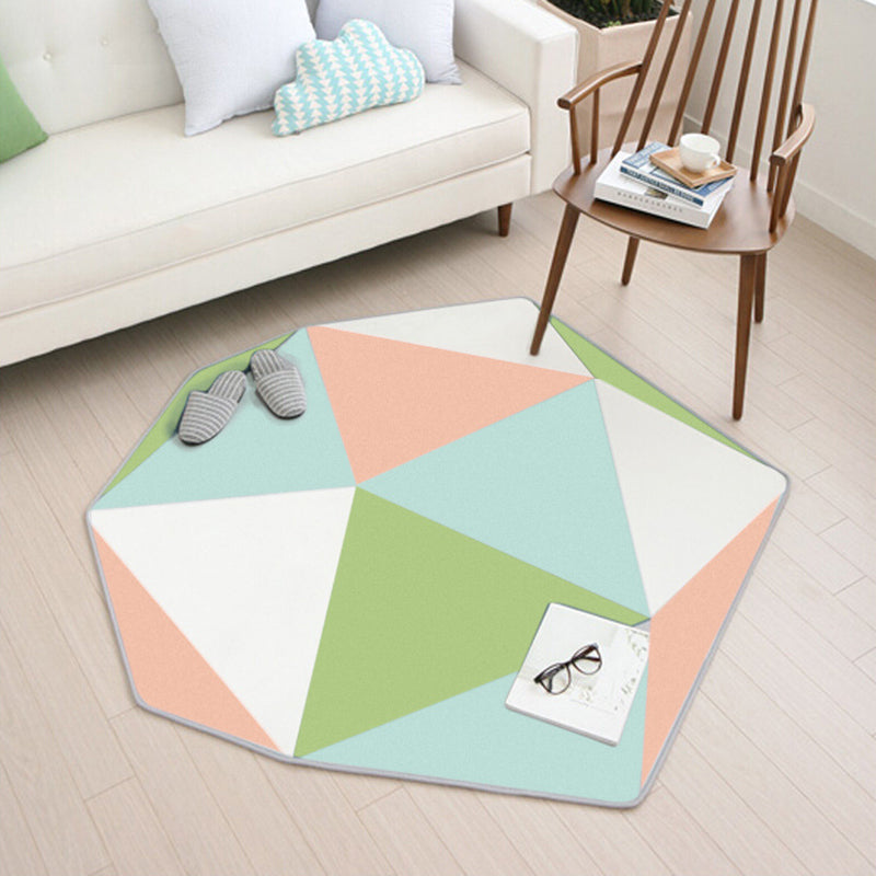 Multicolor Geometric Pattern Rug Polyester Contemporary Rug Washable Anti-Slip Pet Friendly Area Rug for Bedroom Green Clearhalo 'Area Rug' 'Rug' 1810718
