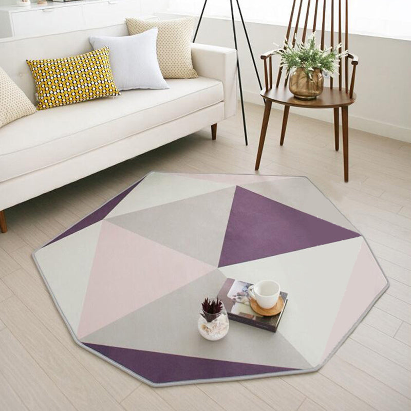 Multicolor Geometric Pattern Rug Polyester Contemporary Rug Washable Anti-Slip Pet Friendly Area Rug for Bedroom Purple Clearhalo 'Area Rug' 'Rug' 1810722