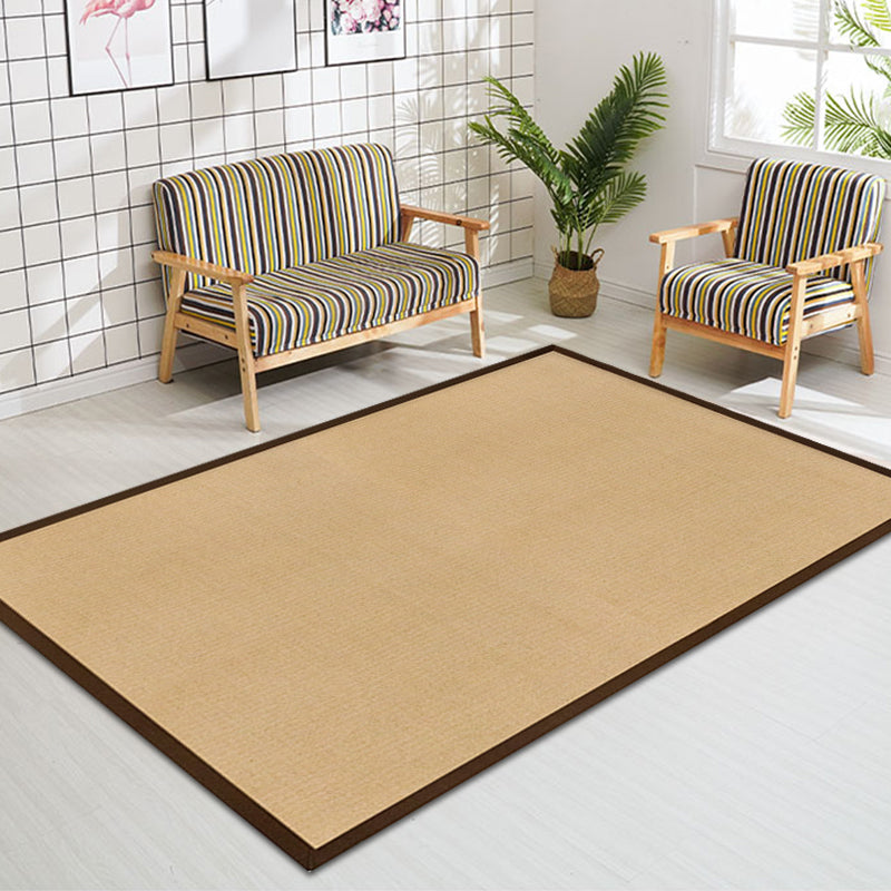 Brown Solid Color Rug Jute Rural Rug Washable Anti-Slip Pet Friendly Area Rug for Living Room Brown Clearhalo 'Area Rug' 'Rug' 1810725