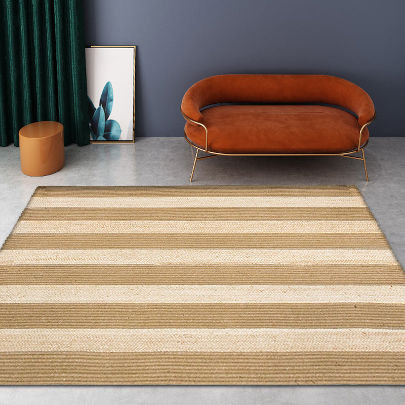Countryside Striped Pattern Rug Brown and Khaki Sisal Rug Non-Slip Backing Washable Pet Friendly Carpet for Home Brown 2'11