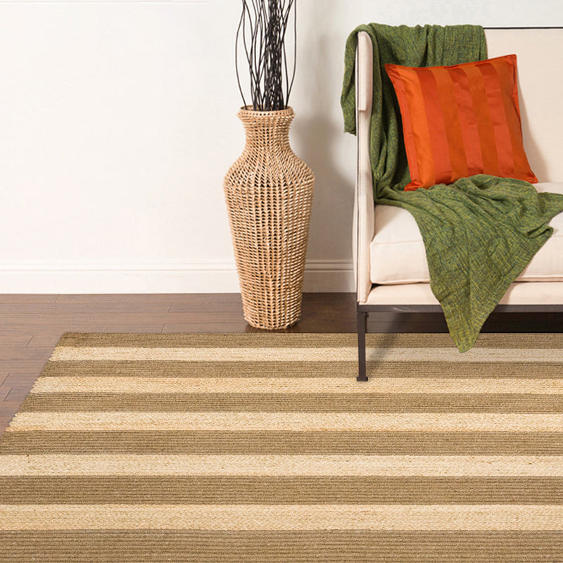 Countryside Striped Pattern Rug Brown and Khaki Sisal Rug Non-Slip Backing Washable Pet Friendly Carpet for Home Clearhalo 'Area Rug' 'Rug' 1810732