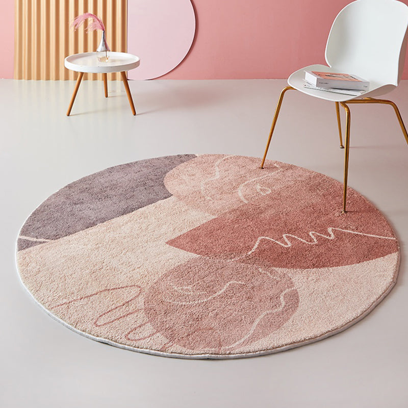 Modernist Abstract Rug Pink Polyester Rug Non-Slip Pet Friendly Washable Are Rug for Living Room Pink Clearhalo 'Area Rug' 'Rug' 1810914