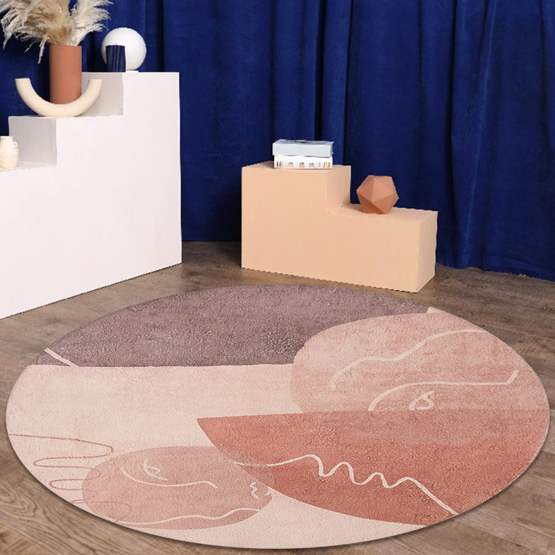 Modernist Abstract Rug Pink Polyester Rug Non-Slip Pet Friendly Washable Are Rug for Living Room Clearhalo 'Area Rug' 'Rug' 1810915