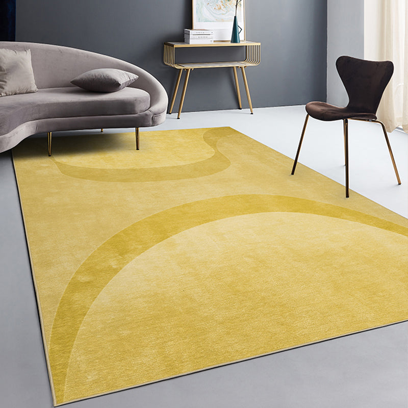 Grey and Yellow Abstract Rug Polyester Modern Rug Pet Friendly Washable Non-Slip Area Rug for Living Room Yellow 4'7