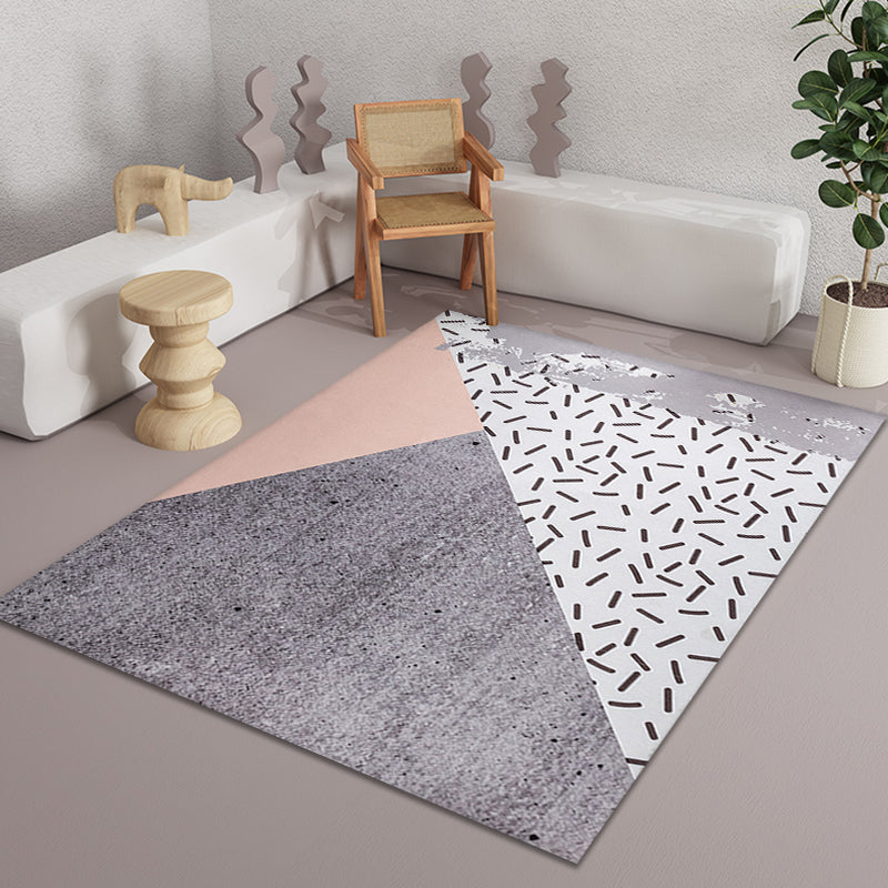 Pink and Beige Bedroom Rug Minimalist Abstract Rug Polyester Washable Anti-Slip Backing Pet Friendly Carpet Black 4'7