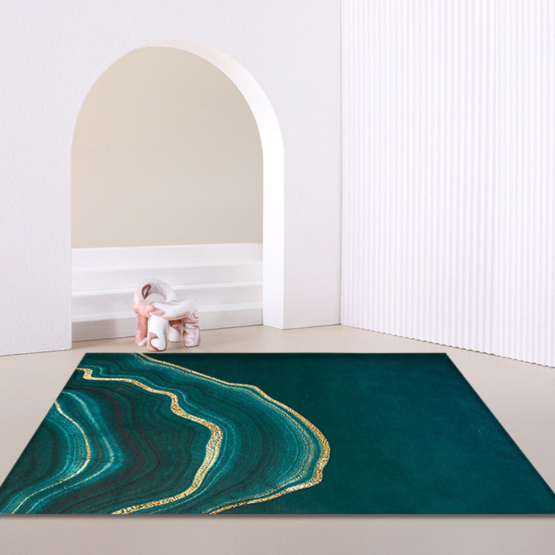 Creative Abstract Rug Green and Blue Modernism Rug Polyester Pet Friendly Washable Non-Slip Area Rug for Bedroom Clearhalo 'Area Rug' 'Rug' 1810973