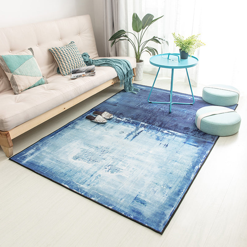 Blue Bedroom Rug Minimalist Abstract Rug Polyester Washable Anti-Slip Backing Pet Friendly Carpet Clearhalo 'Area Rug' 'Rug' 1811288