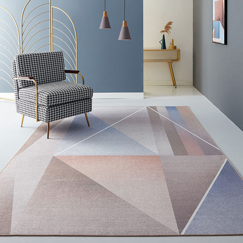 Modernist Geometric Pattern Rug Pink Polyester Rug Non-Slip Pet Friendly Washable Are Rug for Living Room Pink 4'7
