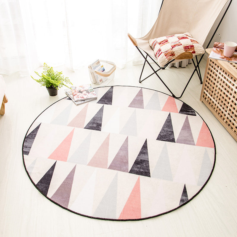 Funky Geometric Pattern Rug Pink Modernism Rug Polyester Pet Friendly Washable Non-Slip Area Rug for Bedroom Pink 3'11