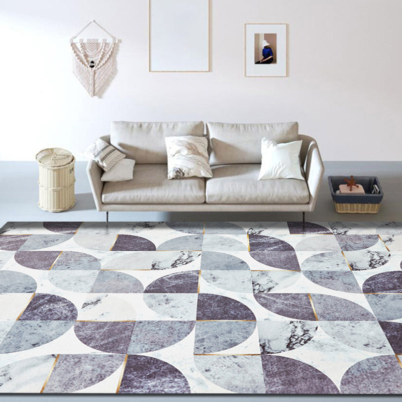 Unique Geometric Pattern Rug Grey Modernism Rug Polyester Pet Friendly Washable Non-Slip Area Rug for Bedroom Grey 4'7