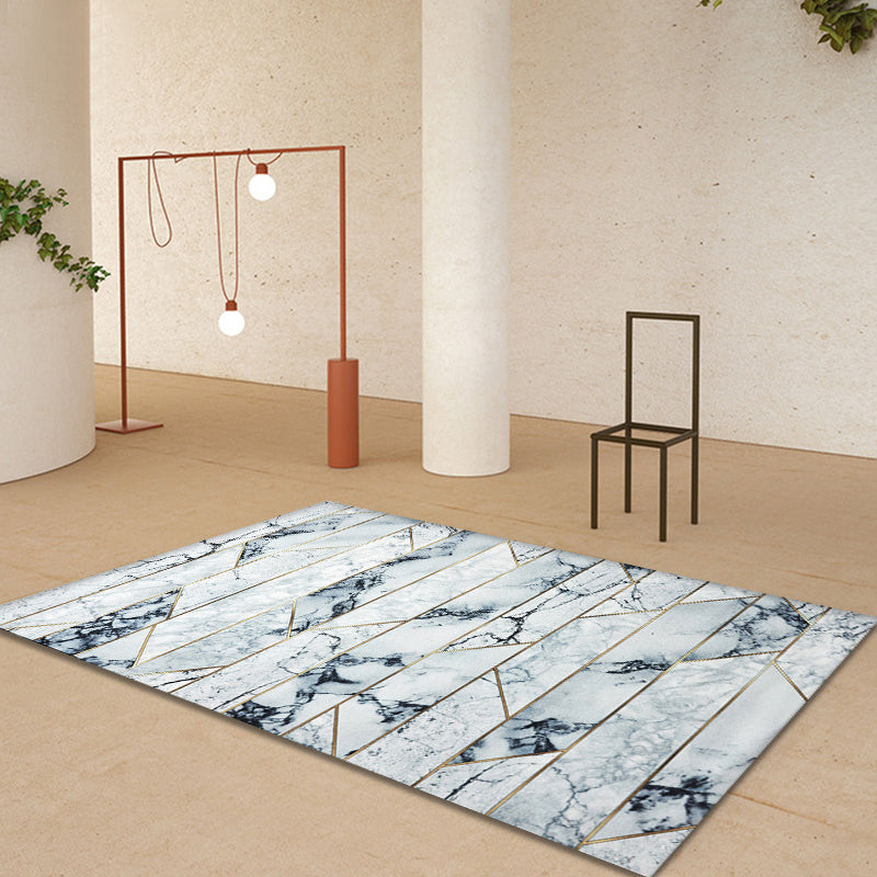 Unique Geometric Pattern Rug Grey Modernism Rug Polyester Pet Friendly Washable Non-Slip Area Rug for Bedroom Sky Blue 4'7