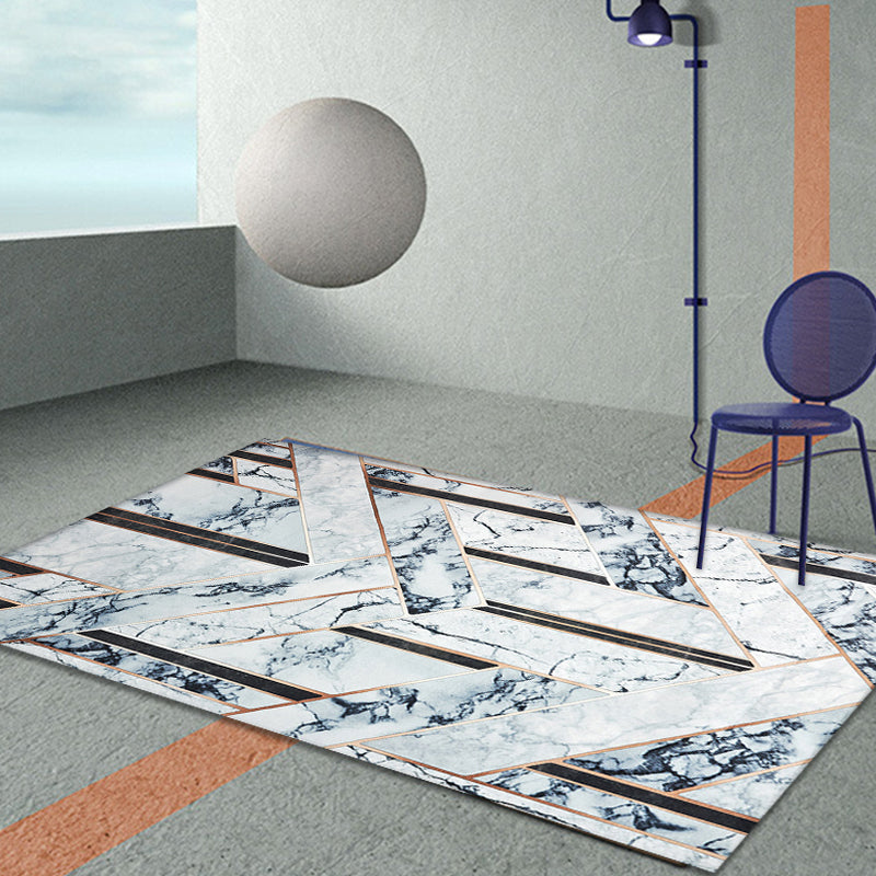 Unique Geometric Pattern Rug Grey Modernism Rug Polyester Pet Friendly Washable Non-Slip Area Rug for Bedroom Light Blue 4'7