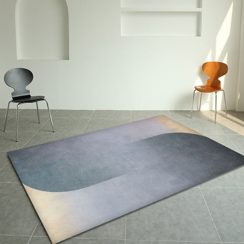 Blue and Grey Colorblock Rug Polyester Modern Rug Pet Friendly Washable Non-Slip Area Rug for Living Room Dark Blue 4'7