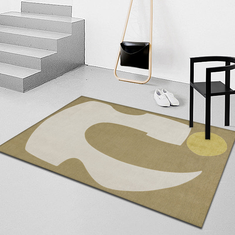 Beige Bedroom Rug Minimalist Colorblock Abstract Rug Polyester Washable Anti-Slip Backing Pet Friendly Carpet Clearhalo 'Area Rug' 'Rug' 1811448