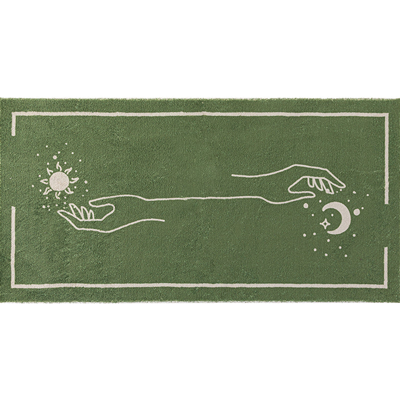 Green Bedroom Rug Minimalist Abstract Rug Polyester Washable Anti-Slip Backing Pet Friendly Carpet Clearhalo 'Area Rug' 'Rug' 1811478