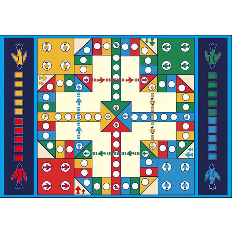 Blue Nursery Rug Kids Checkboard Pattern Rug Polyester Washable Anti-Slip Backing Pet Friendly Carpet Clearhalo 'Area Rug' 'Rug' 1811489