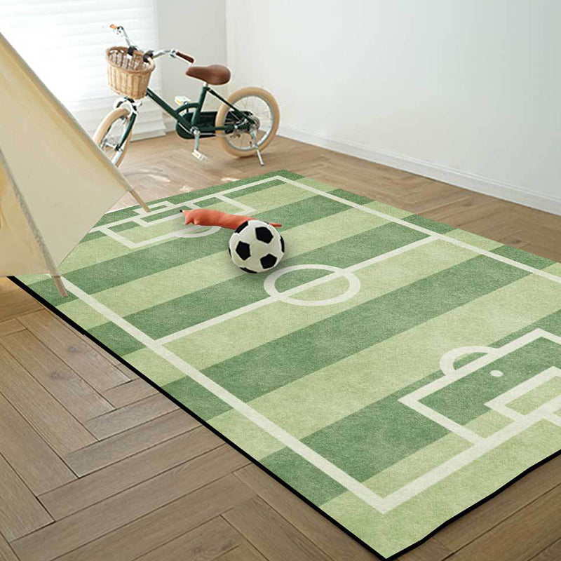 Creative Football Field Pattern Rug Green Kids Rug Polyester Pet Friendly Washable Non-Slip Area Rug for Decoration Clearhalo 'Area Rug' 'Rug' 1811507