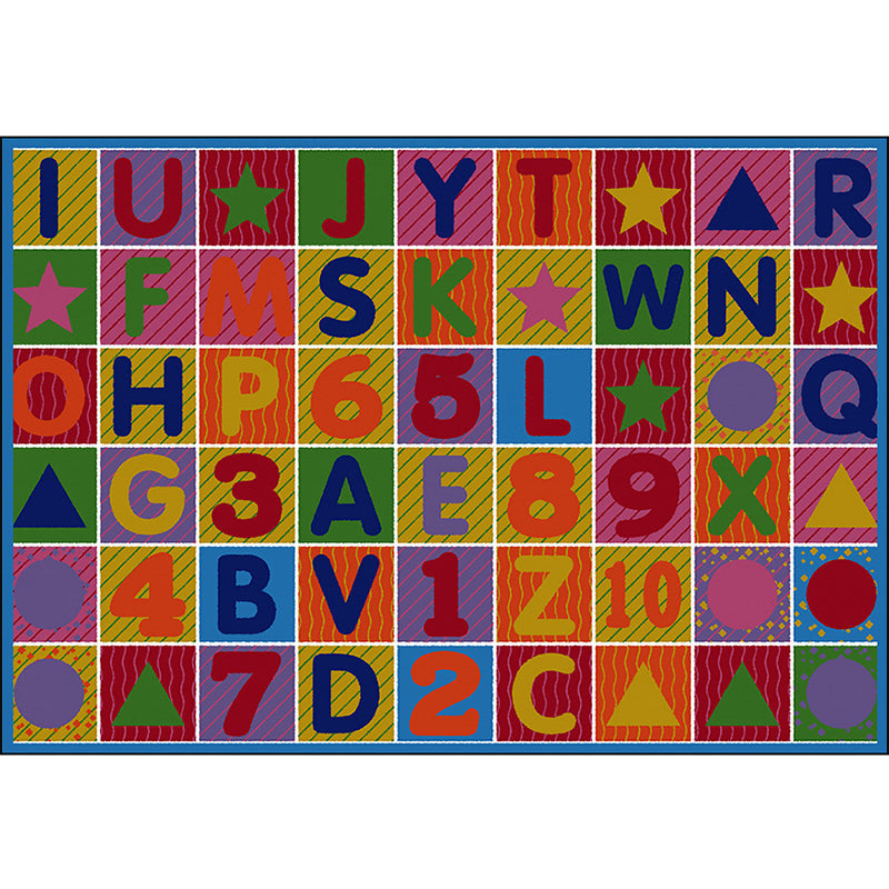 Multicolor Letter Pattern Rug Polyester Kids Rug Pet Friendly Washable Non-Slip Area Rug for Bedroom Clearhalo 'Area Rug' 'Rug' 1811516