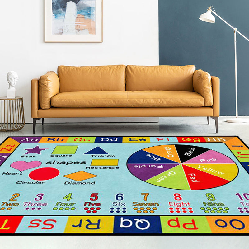Multicolor Nursery Rug Kids Letter and Geometric Pattern Rug Polyester Washable Anti-Slip Backing Pet Friendly Carpet Clearhalo 'Area Rug' 'Rug' 1811607