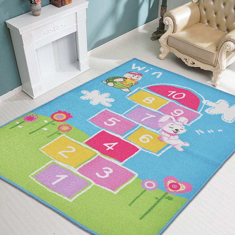 Multicolor Number Pattern Rug Polyester Kids Rug Pet Friendly Washable Non-Slip Area Rug for Bedroom Clearhalo 'Area Rug' 'Rug' 1811649