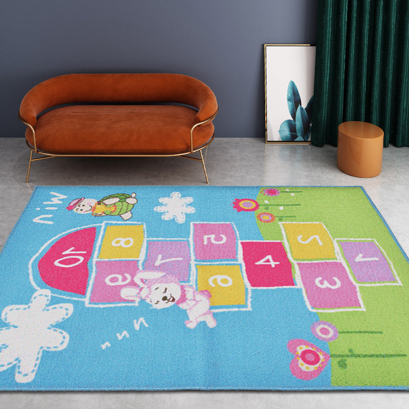 Multicolor Number Pattern Rug Polyester Kids Rug Pet Friendly Washable Non-Slip Area Rug for Bedroom Clearhalo 'Area Rug' 'Rug' 1811650