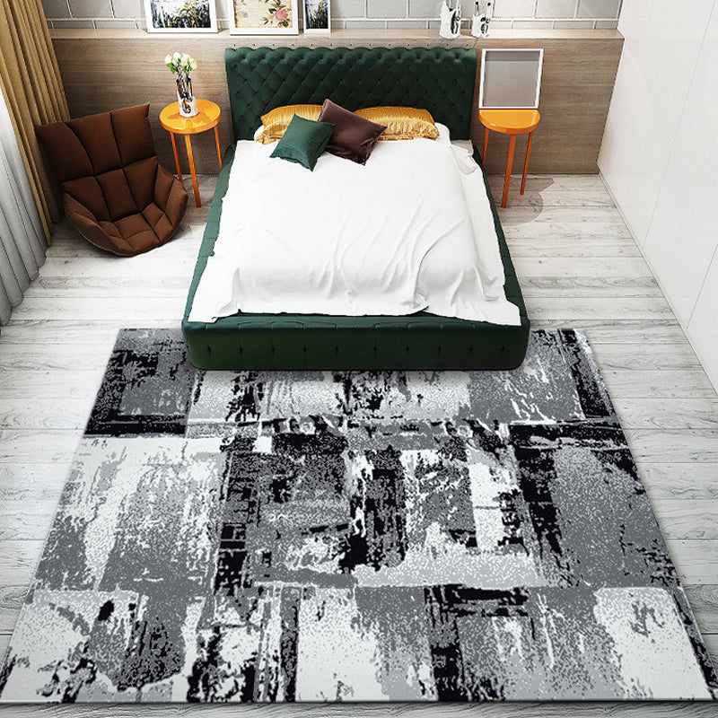 Unique Abstract Rug Multicolor Industrial Rug Polyester Pet Friendly Washable Non-Slip Area Rug for Living Room Black Clearhalo 'Area Rug' 'Rug' 1811694