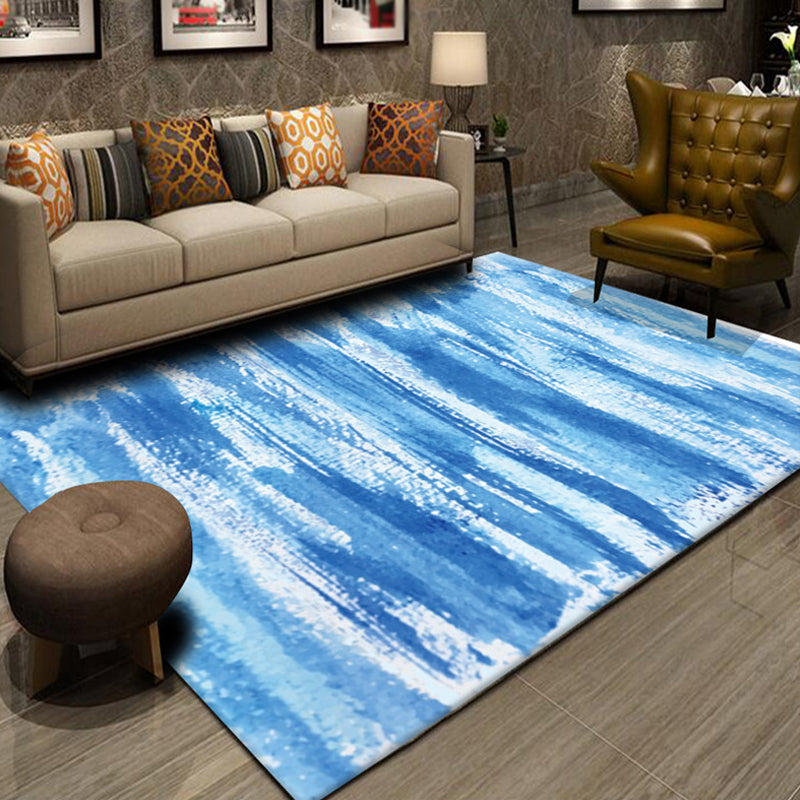 Multicolor Abstract Striped Pattern Rug Polyester Industrial Rug Pet Friendly Washable Non-Slip Area Rug for Living Room Sky Blue Clearhalo 'Area Rug' 'Rug' 1812174