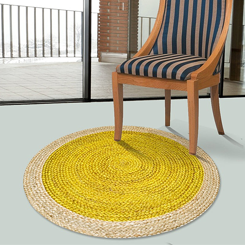 Green and Yellow Circles Rug Sisal Rural Rug Pet Friendly Washable Non-Slip Area Rug for Bedroom Clearhalo 'Area Rug' 'Rug' 1812267