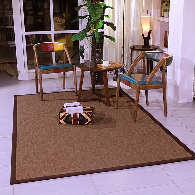 Casual Plain Rug Brown Rural Rug Jute Pet Friendly Washable Non-Slip Area Rug for Decoration Brown Clearhalo 'Area Rug' 'Rug' 1812284