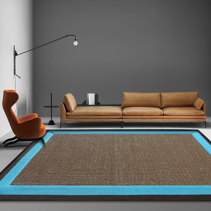 Casual Plain Rug Brown and Blue Rural Rug Jute Pet Friendly Washable Non-Slip Area Rug for Decoration Blue Clearhalo 'Area Rug' 'Rug' 1812382