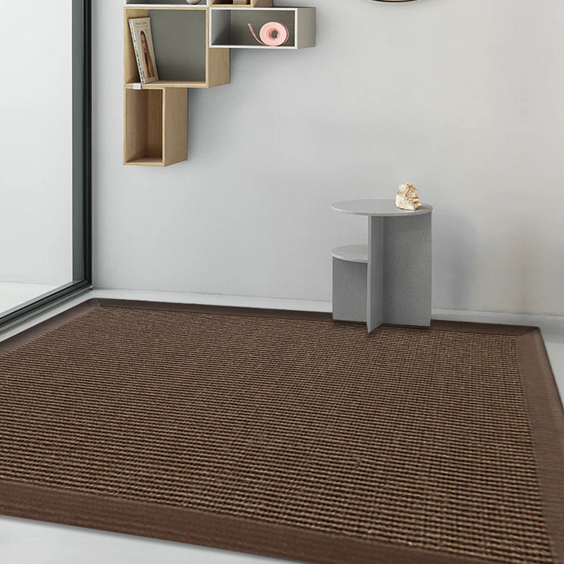 Casual Plain Rug Brown and Blue Rural Rug Jute Pet Friendly Washable Non-Slip Area Rug for Decoration Brown 2' x 3'3