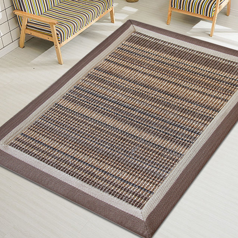 Brown Living Room Rug Rustic Striped Pattern Rug Sisal Washable Anti-Slip Backing Pet Friendly Carpet Clearhalo 'Area Rug' 'Rug' 1812396