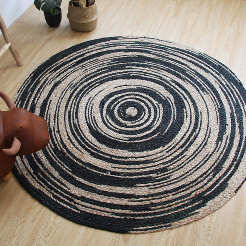 Simple Circle Pattern Rug Brown and Black Rural Rug Jute Pet Friendly Washable Non-Slip Area Rug for Decoration Clearhalo 'Area Rug' 'Rug' 1812444