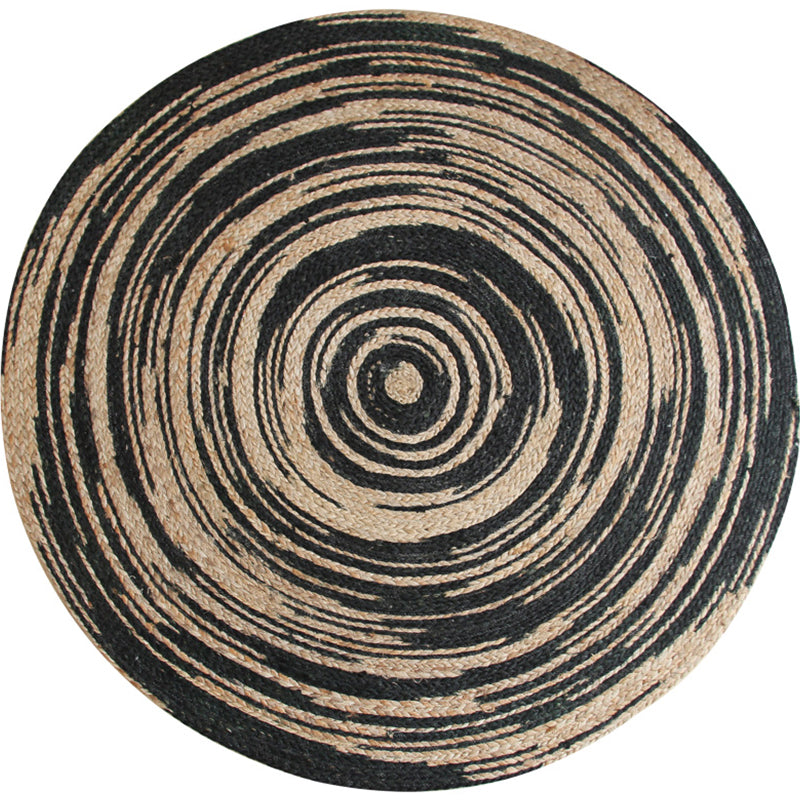 Simple Circle Pattern Rug Brown and Black Rural Rug Jute Pet Friendly Washable Non-Slip Area Rug for Decoration Clearhalo 'Area Rug' 'Rug' 1812445