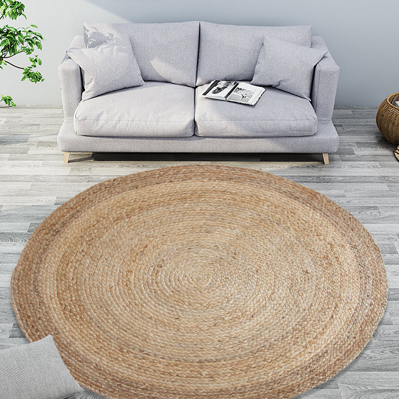 Simple Circle Pattern Rug Brown and Black Rural Rug Jute Pet Friendly Washable Non-Slip Area Rug for Decoration Clearhalo 'Area Rug' 'Rug' 1812448