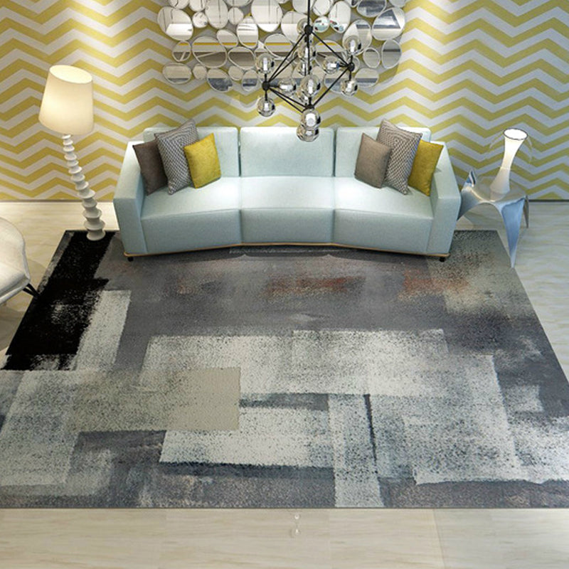 Unique Brushstroke Painting Pattern Rug Blue Industrial Rug Polyester Pet Friendly Washable Non-Slip Area Rug for Bedroom Grey Clearhalo 'Area Rug' 'Rug' 1812500