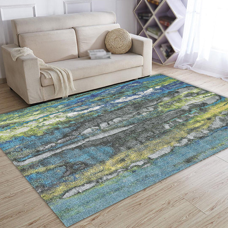 Fancy Abstract Rug Multicolor Industrial Rug Polyester Pet Friendly Washable Non-Slip Area Rug for Bedroom Blue Clearhalo 'Area Rug' 'Rug' 1812535