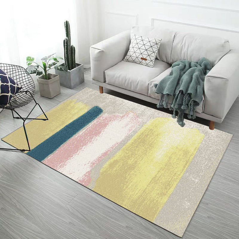 Multicolor Living Room Rug Industrial Abstract Geometric Pattern Rug Polyester Washable Anti-Slip Backing Pet Friendly Carpet Yellow Clearhalo 'Area Rug' 'Rug' 1812561