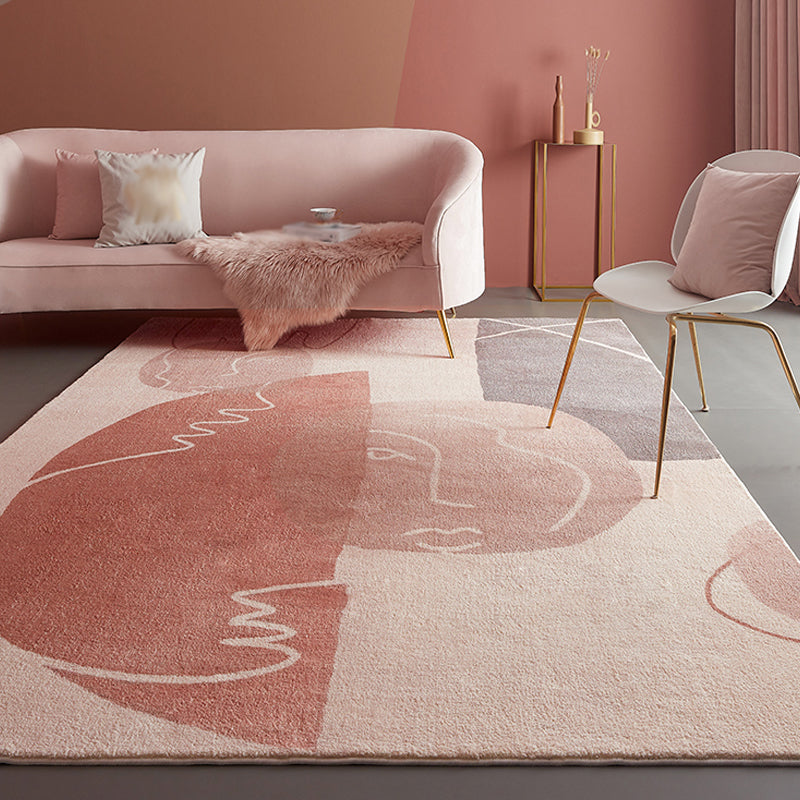 Pink Colorblock Rug Polyester Modern Rug Pet Friendly Washable Non-Slip Area Rug for Living Room Pink Clearhalo 'Area Rug' 'Rug' 1812656