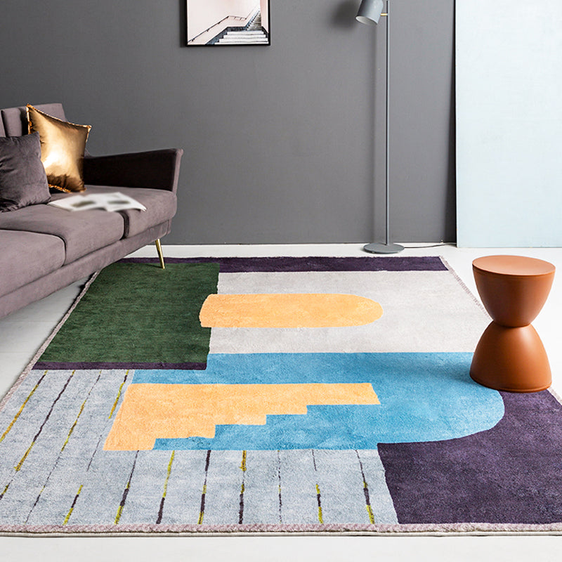 Green and Blue Colorblock Rug Polyester Modern Rug Pet Friendly Washable Non-Slip Area Rug for Living Room Clearhalo 'Area Rug' 'Rug' 1812697