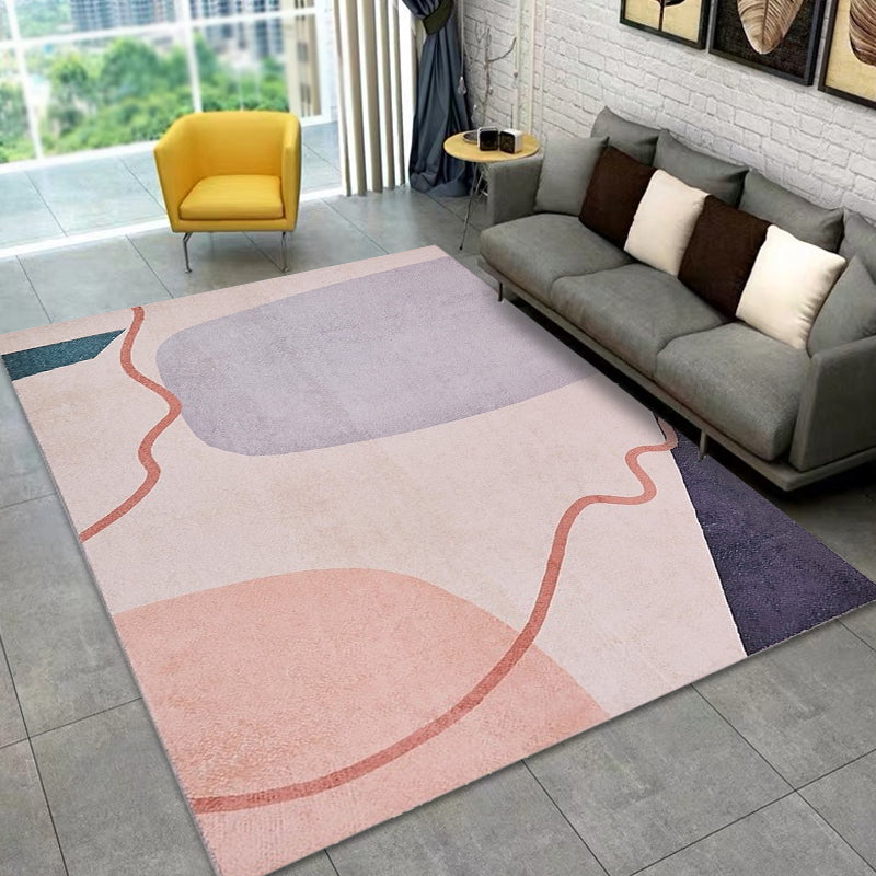 Stylish Colorblock Rug Pink and Orange Minimalist Rug Polyester Pet Friendly Washable Non-Slip Area Rug for Bedroom Clearhalo 'Area Rug' 'Rug' 1812713