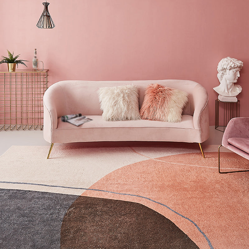 Stylish Colorblock Rug Pink and Orange Minimalist Rug Polyester Pet Friendly Washable Non-Slip Area Rug for Bedroom Clearhalo 'Area Rug' 'Rug' 1812718