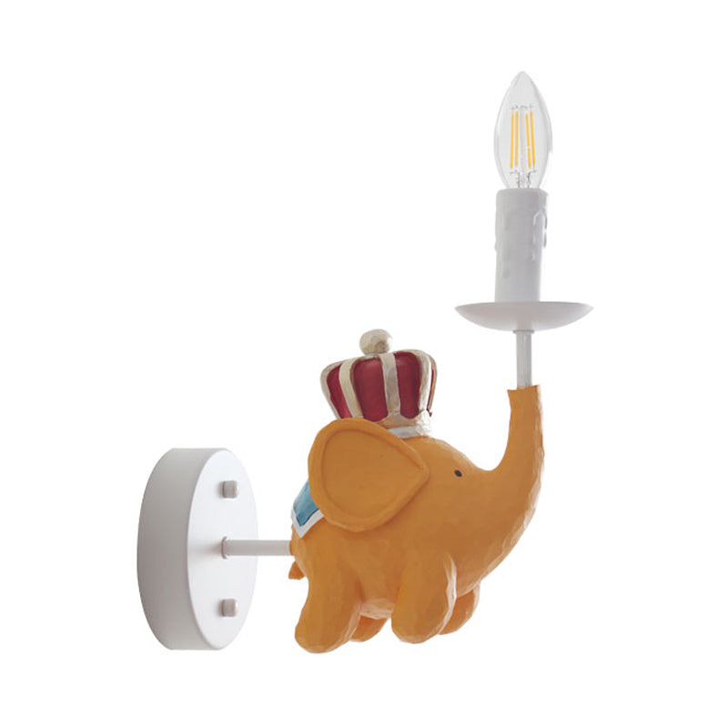 Metal Candle Wall Light with Elephant Foyer 1 Light Animal Wall Lamp in White Finish Clearhalo 'Wall Lamps & Sconces' 'Wall Lights' Lighting' 181356