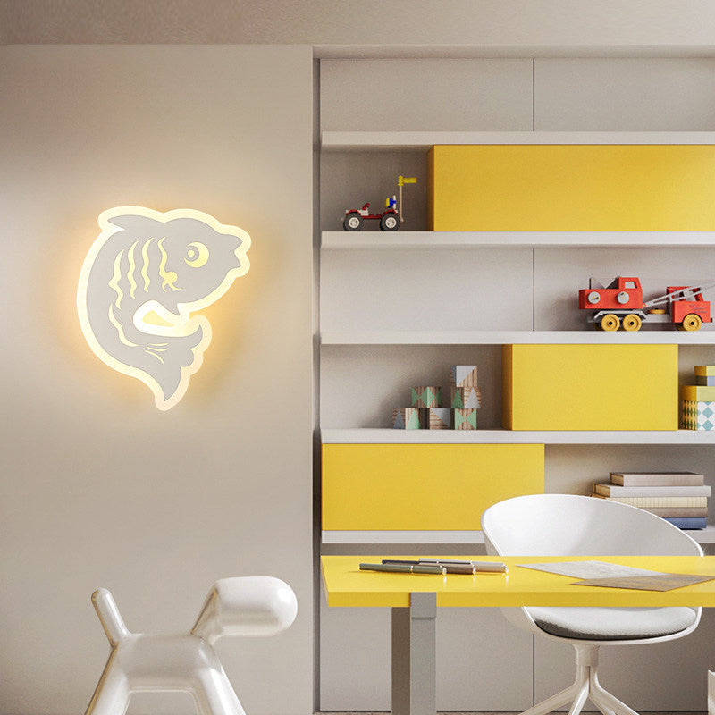 Contemporary Animal Wall Light Acrylic LED Wall Lamp in White for Kid Bedroom Hallway Clearhalo 'Wall Lamps & Sconces' 'Wall Lights' Lighting' 181748