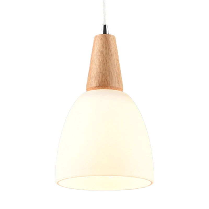 Bowl Drop Pendant Nordic Matte White Glass 1/2/3-Head Beige Hanging Lamp Kit for Dining Room Clearhalo 'Ceiling Lights' 'Pendant Lights' 'Pendants' Lighting' 181966