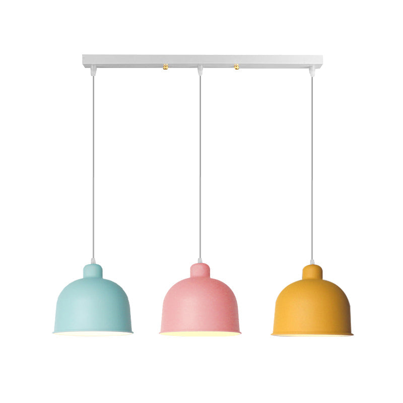 Metal Bowl Shape Pendant Light Dining Room 1 Head Macaron Style Hanging Lamp Clearhalo 'Ceiling Lights' 'Pendant Lights' 'Pendants' Lighting' 182177