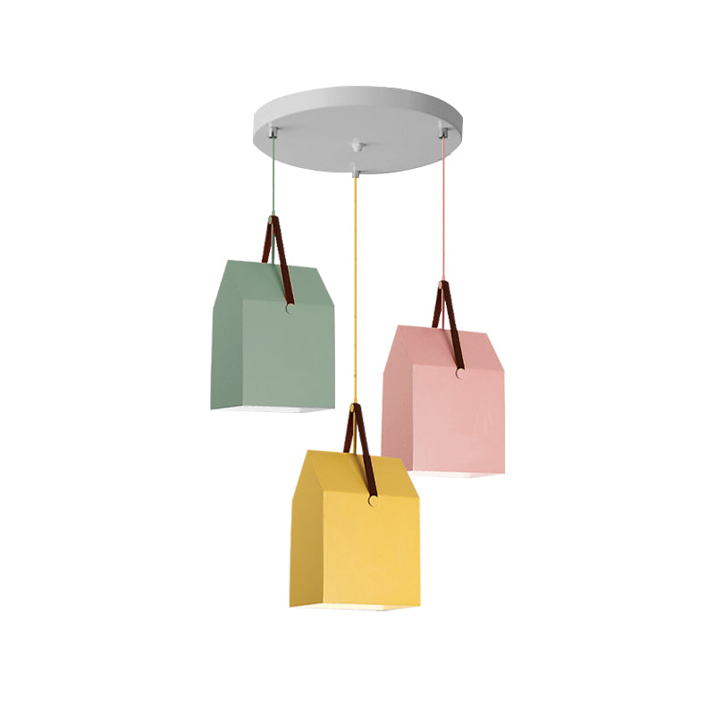 Undertint Bag Shape Pendant Light 1 Head Macaron Loft Metal Hanging Light for Cafe Clearhalo 'Ceiling Lights' 'Pendant Lights' 'Pendants' Lighting' 182579