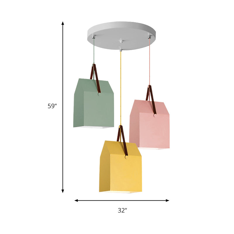 Undertint Bag Shape Pendant Light 1 Head Macaron Loft Metal Hanging Light for Cafe Clearhalo 'Ceiling Lights' 'Pendant Lights' 'Pendants' Lighting' 182580